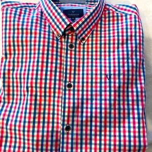 Vedoneire-red/blue plaid, size XL, long sleeve button up shirt
